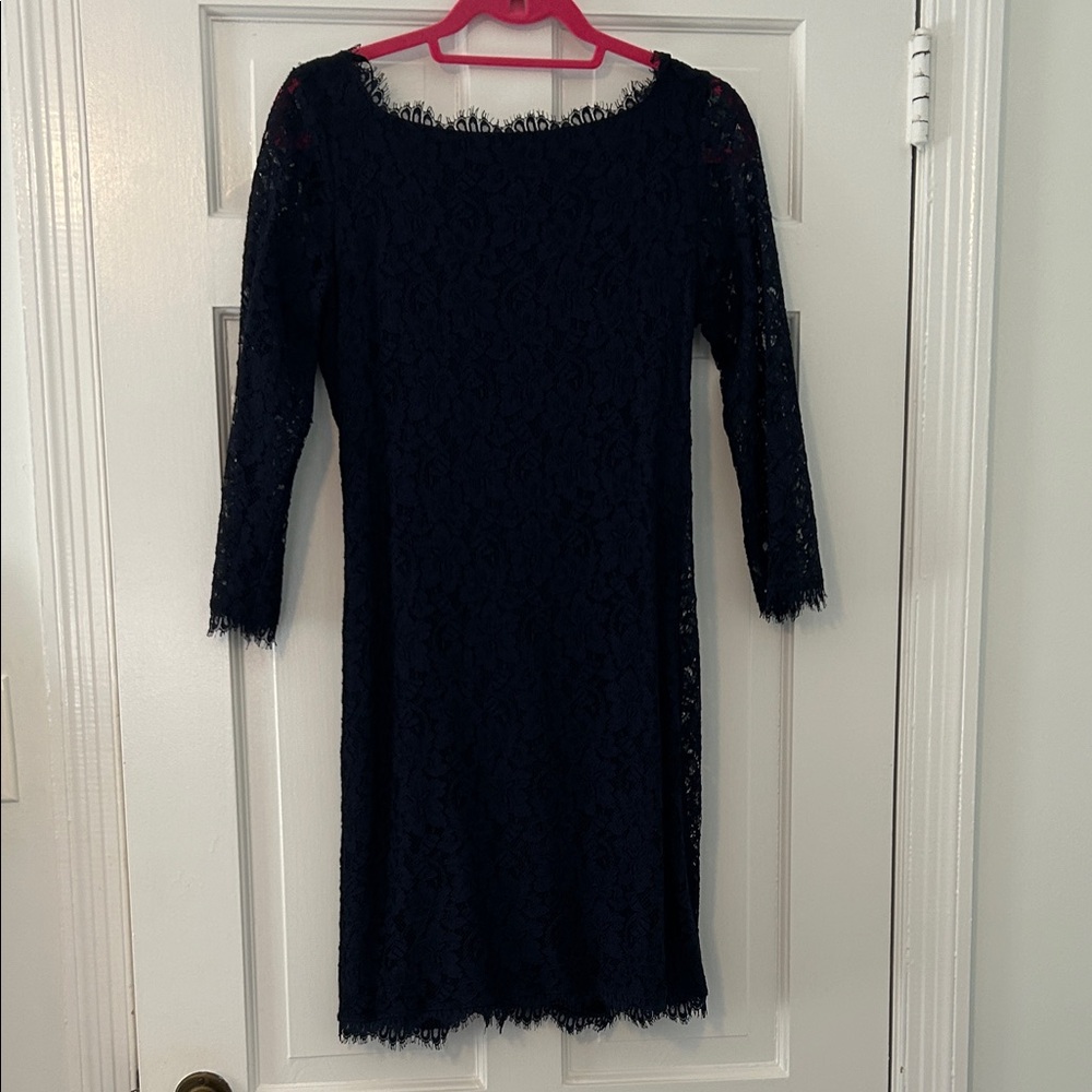 DVF Navy Lace Dress
